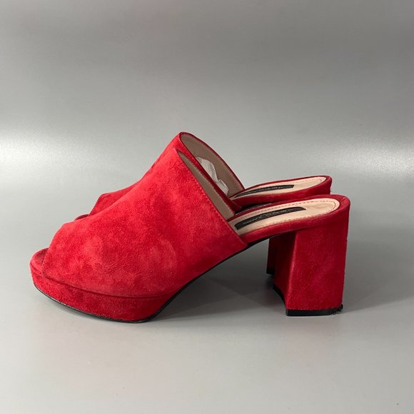 Alberto Zago Milano Red Suede Slide-on Sandals, Size 38 - Picture 5 of 12